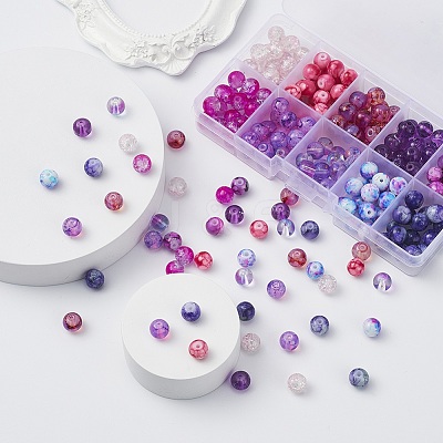 10 Style Spray Painted & Drawbench Transparent & Baking Paint Glass Beads GLAA-YW0001-26A-1