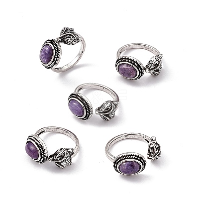 Fox Natural Charoite Cuff Rings KK-A173-06AS-07-1