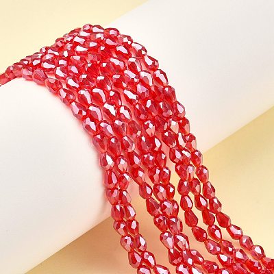 Electroplate Glass Beads Strands X-EGLA-R008-6x4mm-9-1