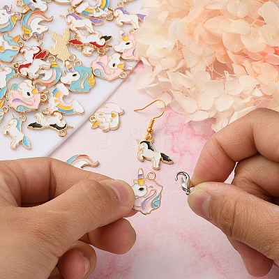 40Pcs 10 Style Alloy Enamel Pendants ENAM-SZ0002-55-1
