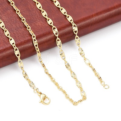 Brass Oval Link Chains Necklace for Women NJEW-P265-25G-1