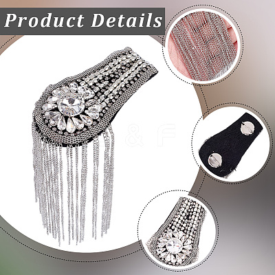 Teardrop Iron Chain Tassel with Rhinestone Epaulettes AJEW-WH20006-326C-P-1