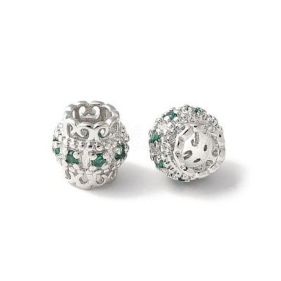 Brass Micro Pave Cubic Zirconia European Beads KK-U067-08P-02-1