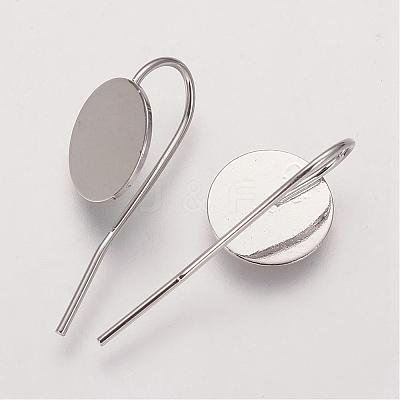 Platinum Plated Brass Earring Hooks fit Cameo Cabochons X-KK-A093-P-1