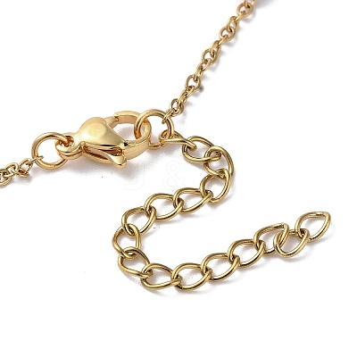 PVD Vacuum Plating Golden 304 Stainless Steel Cable Chain Bracelet with Enamel Rondelle Beaded BJEW-G683-02G-01-1