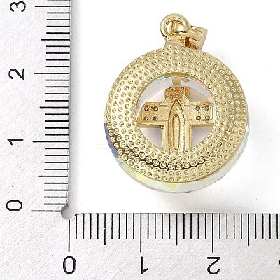 Brass Micro Pave Cubic Zirconia with Glass Pendents KK-Q815-01G-01-1