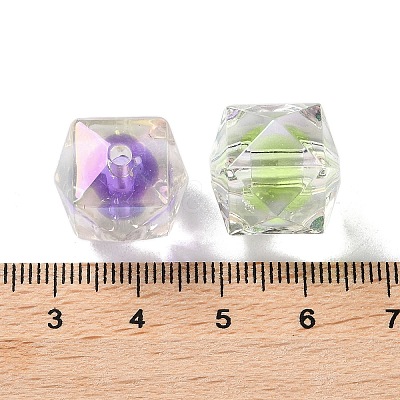 UV Plating Iridescent Transparent Acrylic Beads OACR-H112-09B-1