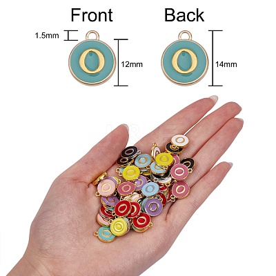 120Pcs 12 Colors Golden Plated Alloy Charms ENAM-SZ0001-64O-1