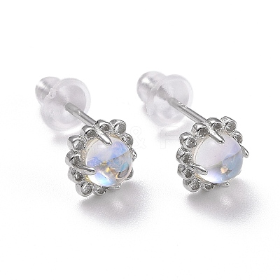 Anti-Tarnish Rhodium Plated 925 Sterling Silver Stud Earrings EJEW-M202-02P-1
