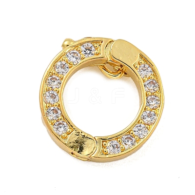 Rack Plating Brass Micro Pave Clear Cubic Zirconia Twister Clasps KK-F876-06G-01-1