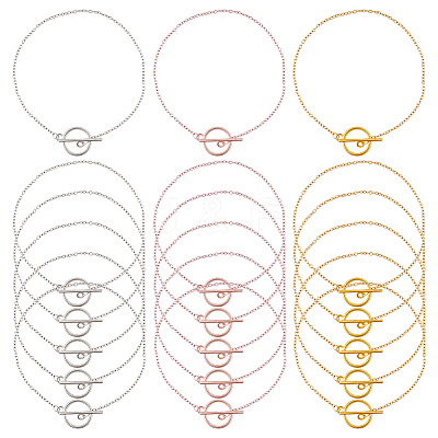 24Pcs 3 Colors 304 Stainless Steel Cable Chains Bracelets for Women BJEW-HS00008-1