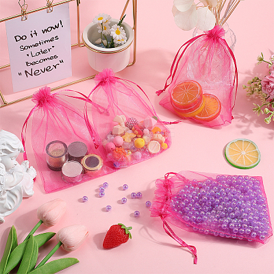 100Pcs Organza Bags Jewellery Storage Pouches Wedding Favour Party Mesh Drawstring Gift OP-SP0001-01C-1