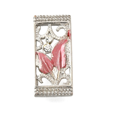 Brass Crystal Rhinestone Rectangle with Leaf Multi-Strands Links KK-P306-16P-1