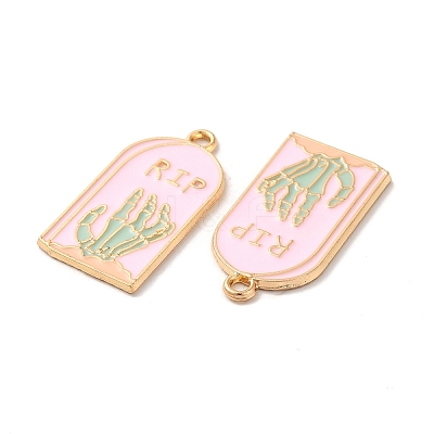 Light Gold Plated Alloy Enamel Pendants ENAM-L040-005KCG-02-1