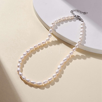 Natural Pearl Beaded Necklace for Women NJEW-JN04188-02-1