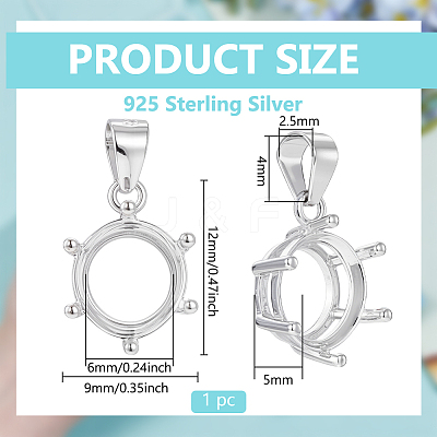1Pc 925 Sterling Silver Pendant Cabochon Settings STER-BC0003-55B-1