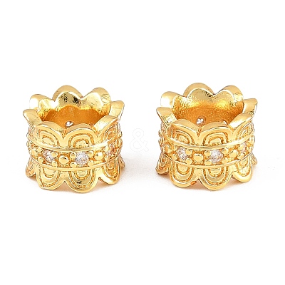 Brass Micro Pave Clear Cubic Zirconia European Beads CU-CBA6A75-17G-1