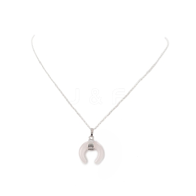 Natural Rose Quartz Geometric Pendant Necklace NJEW-JN04239-06-1