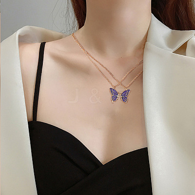2Pcs Matching Butterfly Pendant Necklaces Set JN1033A-1-1