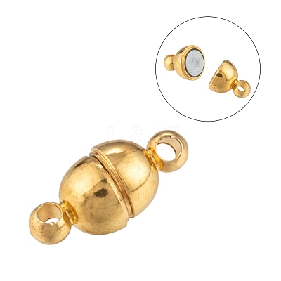 Round Brass Magnetic Clasps with Loops KK-D331-G-NF-1