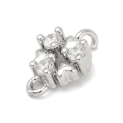 Brass Micro Pave Clear Cubic Zirconia Connector Charms LS-KK-Z094-08P-01-1