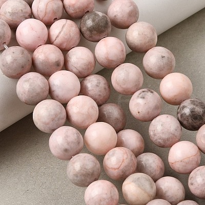 Natural Pink Zebra Jasper Beads Strands X-G-P231-01-10mm-1