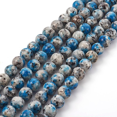 Natural White Jade Imitation K2 Stone/Raindrop Azurite Beads Strands G-B046-08E-1