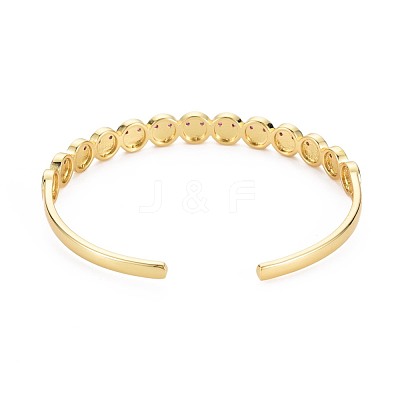 Smiling Face Enamel Cuff Bangle BJEW-S141-09-1