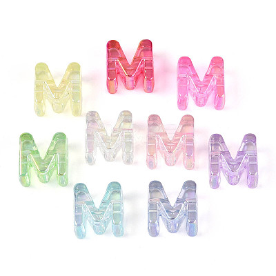 UV Plating Transparent Acrylic European Beads OACR-M027-02M-1
