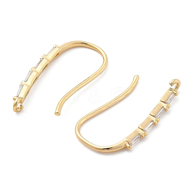 Brass Micro Pave Clear Cubic Zirconia Earring Hooks KK-G516-04G-1