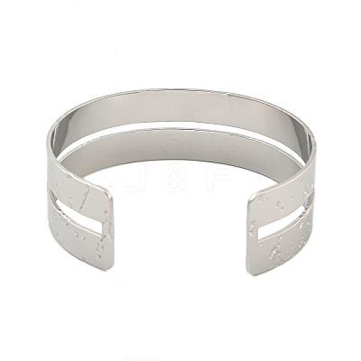 304 Stainless Steel Textured Hollow Open Cuff Bangles BJEW-S151-01P-05-1