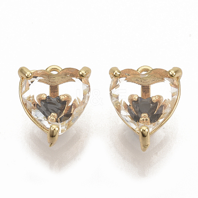 Brass Cubic Zirconia Charms KK-T050-06G-01-NF-1