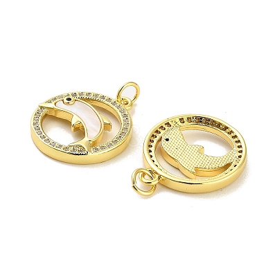 Brass Micro Pave Clear Cubic Zirconia Pendants KK-K365-01G-03-1