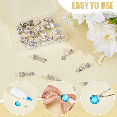 30Pcs Rack Plating Brass Glue-on Flat Pad Bails KK-HY0004-20-1