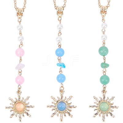 3Pcs 3 Colors Zinc Alloy Sun Pendant Decorations AJEW-SC0031-24-1
