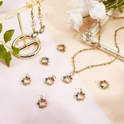 10Pcs Eco-Friendly Brass with Glass Pendants KK-SZ0005-78-1