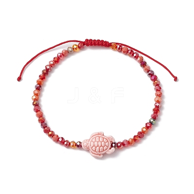 4Pcs 4 Colors Porcelain Braided Bead Anklets AJEW-AN00586-1