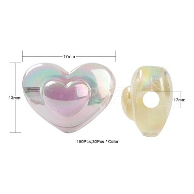 150Pcs 5 Colors Transparent Acrylic Beads TACR-LS0001-09-1
