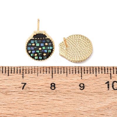 Brass Enamel Ladybird Stud Earrings EJEW-I322-11G-1