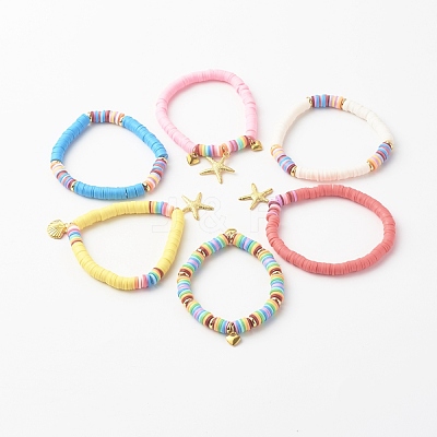 Handmade Polymer Clay Heishi Beads Stretch Bracelets BJEW-JB0001-CPQ-1