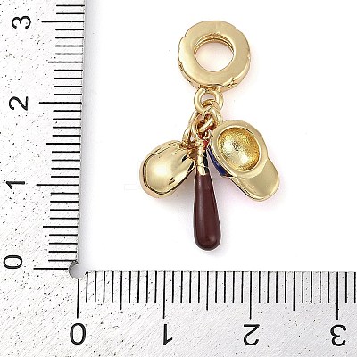 Rack Plating Brass Enamel Sports European Dangle Charms KK-P287-35C-G-1