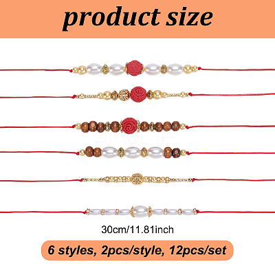 12Pcs 6 Styles Nylon Rakhi Thread Kits HJEW-NB00190-1