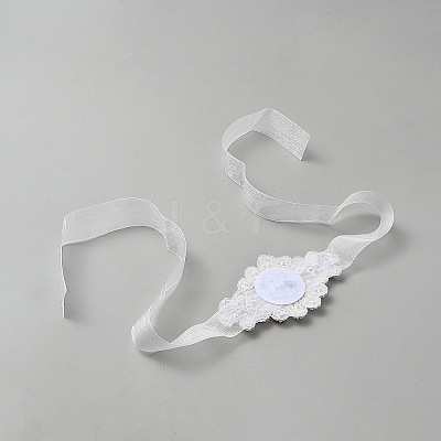 Glass & Alloy & Polyester & Resin Flower Bouquet Ribbon DIY-WH0591-498-1