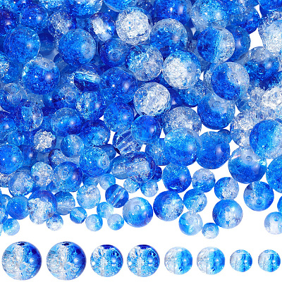450Pcs 4 Styles Spray Painted Crackle Glass Beads CCG-PA0001-09D-1