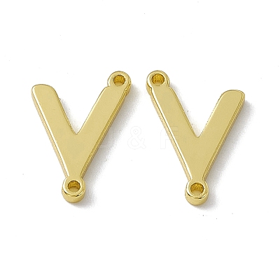 Rack Plating Brass Letter Connector Charms KK-C007-38G-V-1