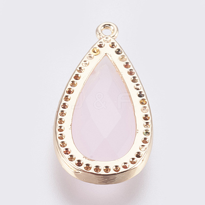 Brass Glass Pendants KK-O105-01KCG-C-1