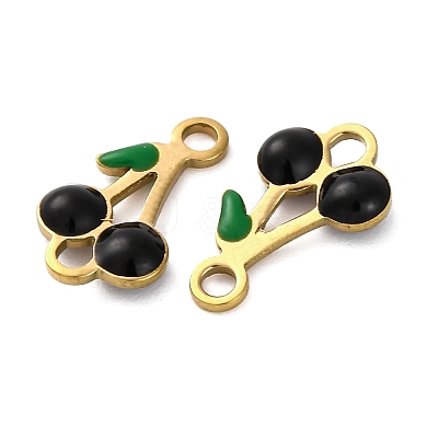 Ion Plating(IP) 304 Stainless Steel Enamel Fruit Connector Charms STAS-P373-01G-02-1