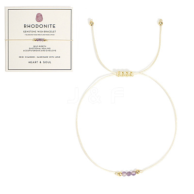 Natural Rhodochrosite Braided Beads Bracelets for Women LS-LU0568-9-1