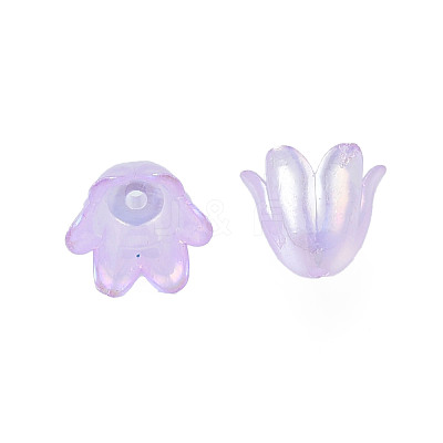 6-Petal Imitation Jelly Acrylic Bead Caps JACR-T002-02B-1