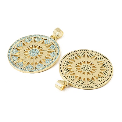 Brass Micro Pave Sky Blue Cubic Zirconia Pendants CU-CBA9CBD-14G-1